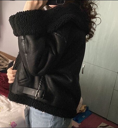 xs Beden siyah Renk ZARA ASTAR DETAYLI BİKER CEKET