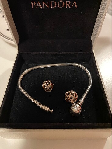 Pandora Bileklik + Rose Gold 2 Charm