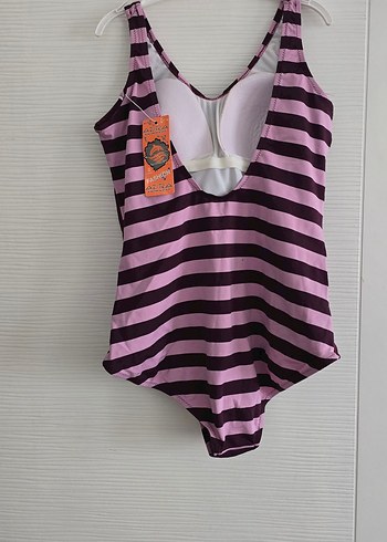 Mor Çizgili Kolsuz Kadın Mayo - Görsel 2