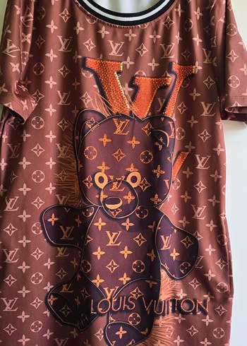 Kahverengi Baskılı Midi Kadın Elbise - Görsel 2