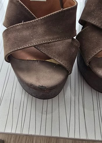 Kahverengi Süet Platform Topuklu Kadın Ayakkabı - Görsel 6