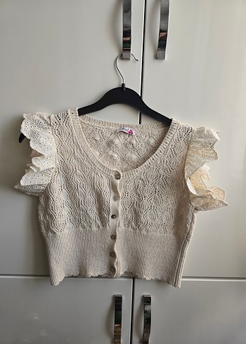 Beyaz Dantel Detaylı Bohem Kız Bolero - Görsel 4