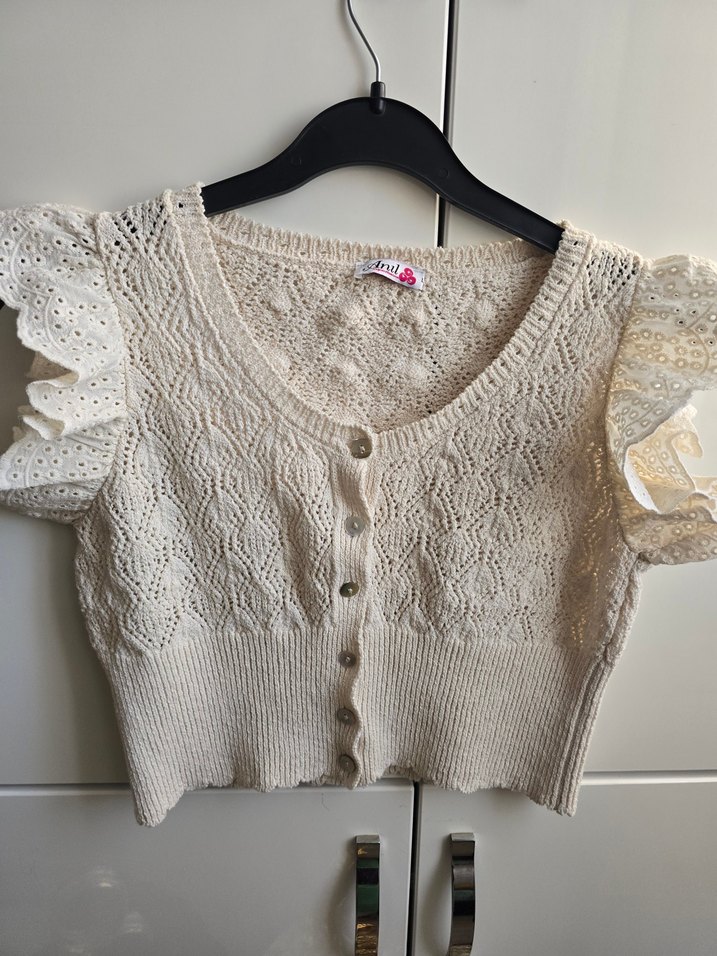 Beyaz Dantel Detaylı Bohem Kız Bolero - Görsel 5