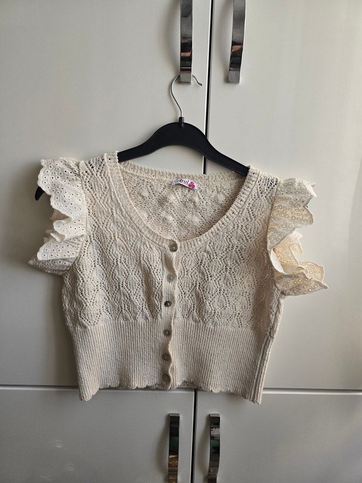 Beyaz Dantel Detaylı Bohem Kız Bolero - Görsel 4