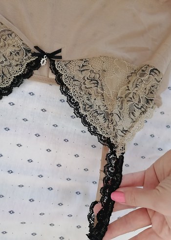 Bej Nakışlı gecelik takımı - Görsel 3