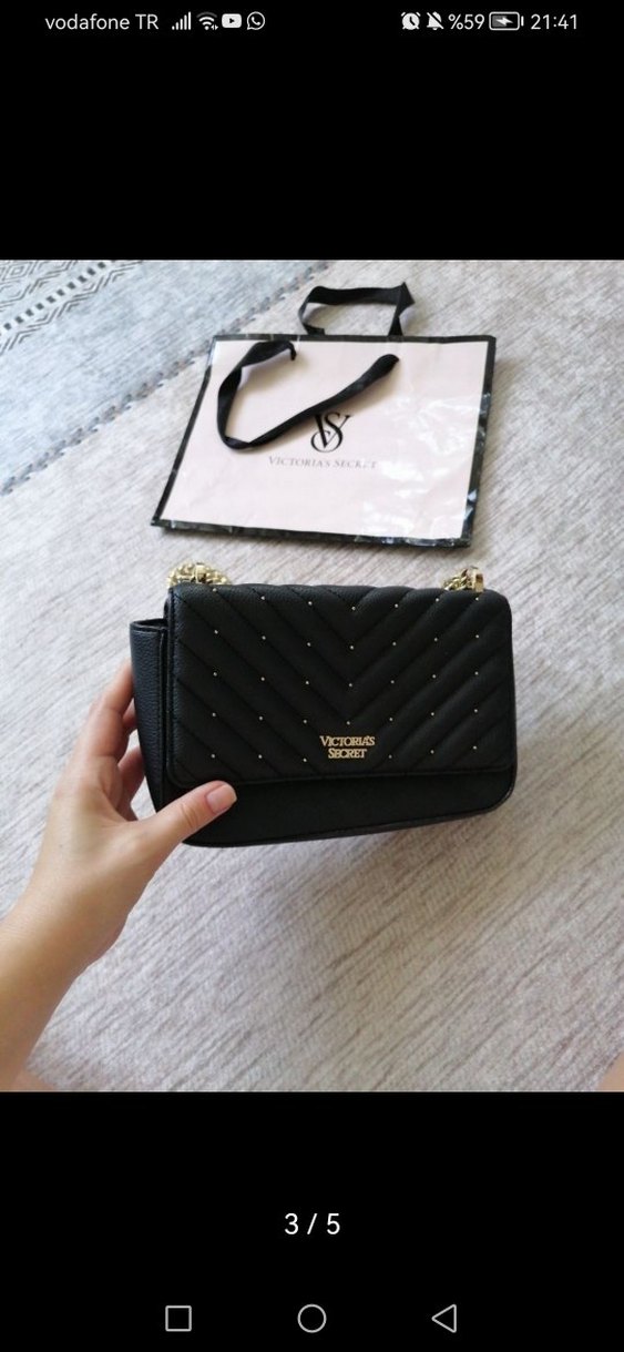 Siyah Zincir Detaylı Deri Kadın Çanta - Görsel 3