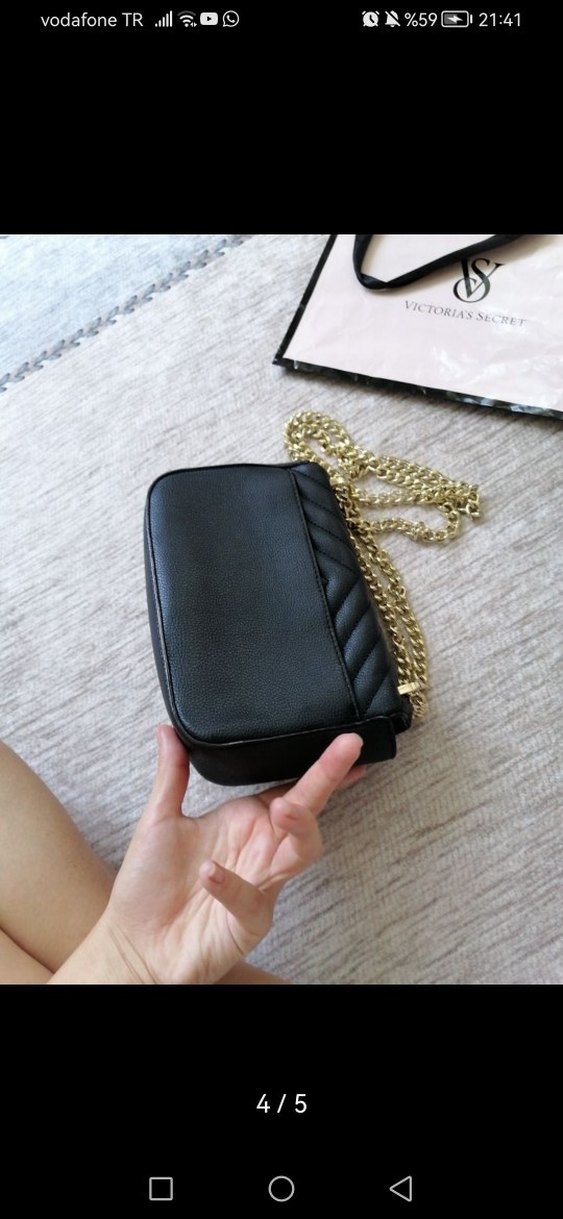 Siyah Zincir Detaylı Deri Kadın Çanta - Görsel 4