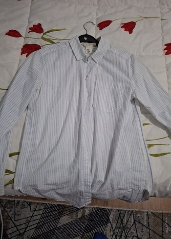 H&M Pamuklu Gömlek ince çizgili arkası kalın çizgili tarz bi gömlek