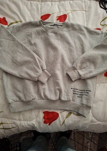 Gri Kadın Uzun Kollu crop Sweatshirt
