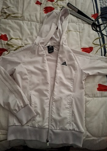 Adidas Beyaz Kapüşonlu Kadın Ceket