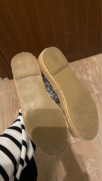 35 Beden gri Renk Zara Payet ve Hasır Espadril