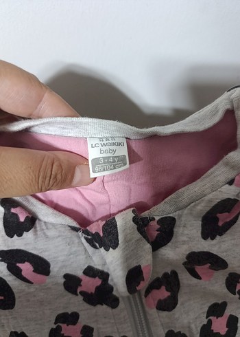 LC Waikiki Kız Bebek Gri Leopar Desenli Fermuarlı Tulum