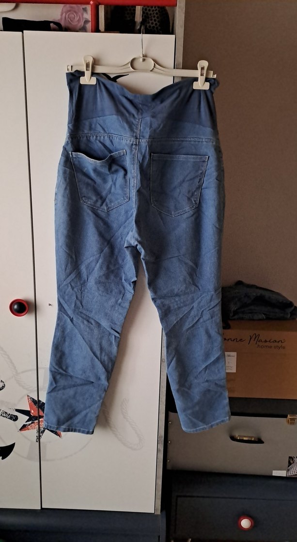 Lacivert Bel Detaylı Hamile Kot Pantolon - Görsel 4