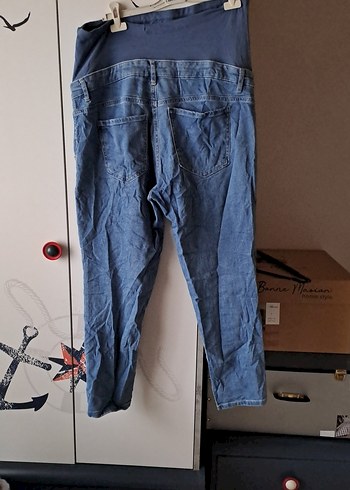 Mavi Denim Hamile Pantolonu, Kemerli, Rahat Kesim - Görsel 3