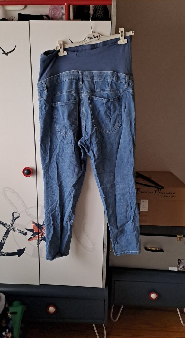 Mavi Denim Hamile Pantolonu, Kemerli, Rahat Kesim - Görsel 3