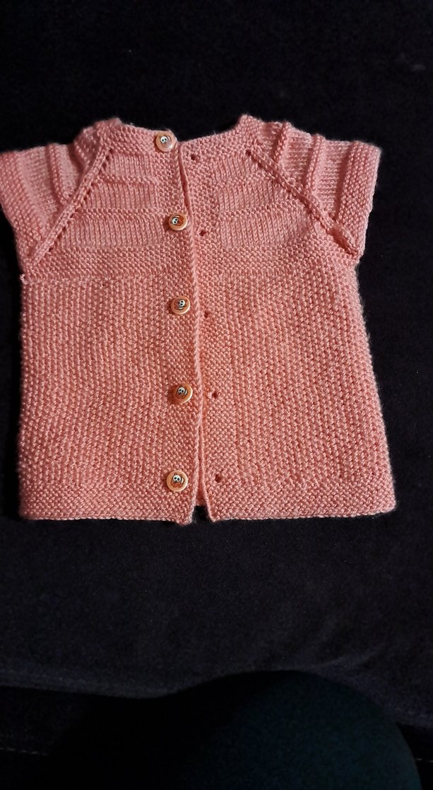 Kız Çocuk Pembe örgü Kolsuz Hırka - Görsel 2