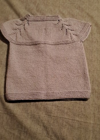 Kız Çocuk Bej Örgü Kolsuz Hırka - Görsel 3
