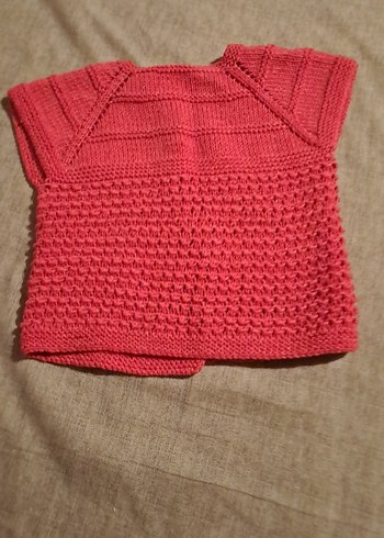 Kız Çocuk Pembe Örgü Kolsuz Hırka - Görsel 3