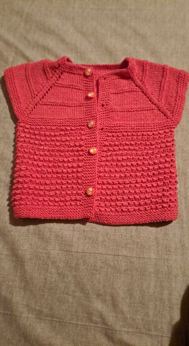 Kız Çocuk Pembe Örgü Kolsuz Hırka - Görsel 2