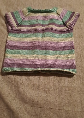 Kız Çocuk Çok Renkli Örgü Kolsuz Hırka - Görsel 3