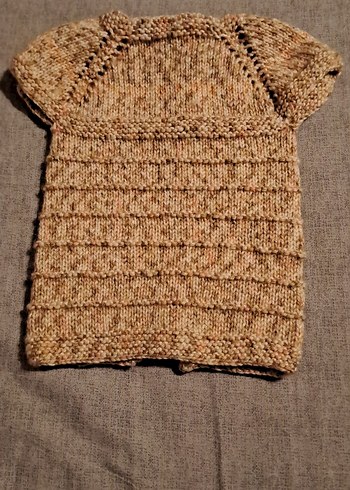 Kız Çocuk Bej Kısa Kollu Örgü Hırka - Görsel 3