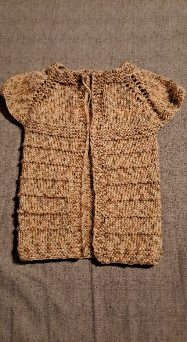 Kız Çocuk Bej Kısa Kollu Örgü Hırka - Görsel 2