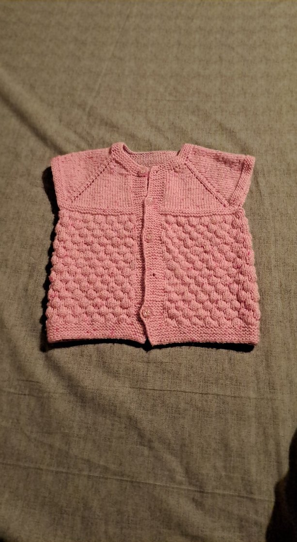 Kız Çocuk Pembe Örgü Kolsuz Hırka - Görsel 2