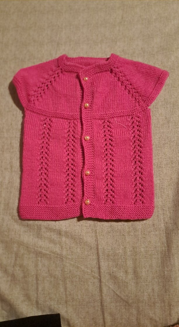 Kız Çocuk Pembe Örgü Kolsuz Hırka - Görsel 2