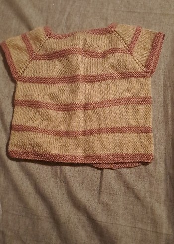 Kız Çocuk Bej Örgü Kolsuz Hırka - Görsel 3