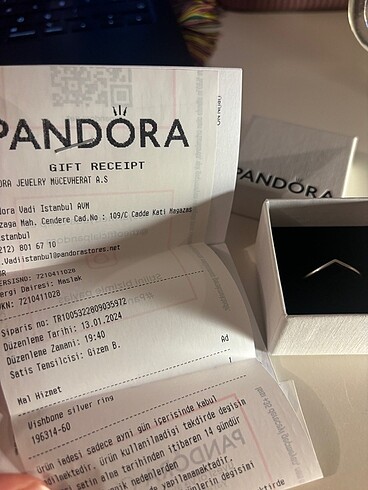 Beden Pandora wishbone silver ring / pandora gümüş yüzük 60 size