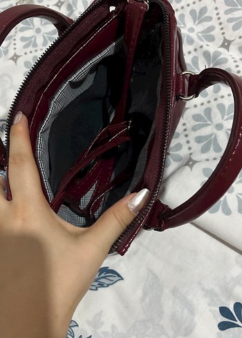 Diğer Bordo Parlak Deri Kadın El Çantası