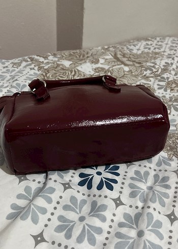 Beden Bordo Parlak Deri Kadın El Çantası