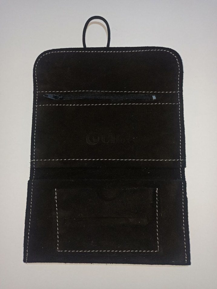 SİYAH Süet Deri tütün kesesi - Görsel 3