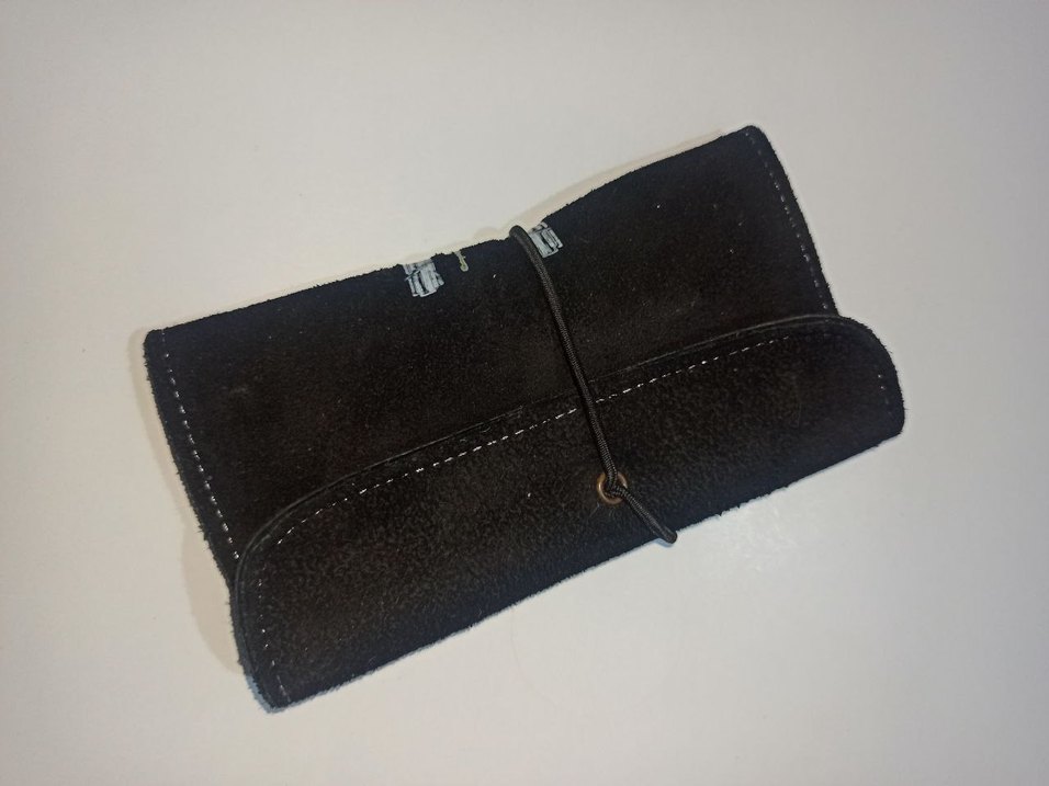 SİYAH Süet Deri tütün kesesi - Görsel 5