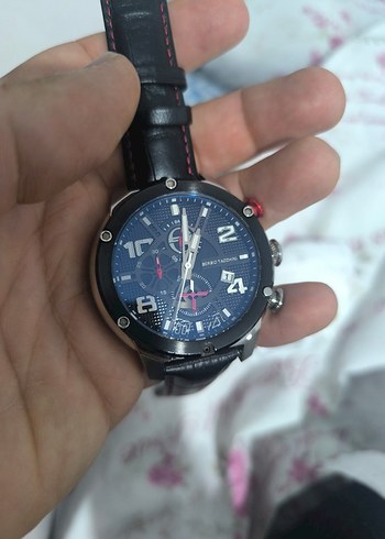 Siyah Deri Kayışlı Renkli Erkek Biker Saat - Görsel 2