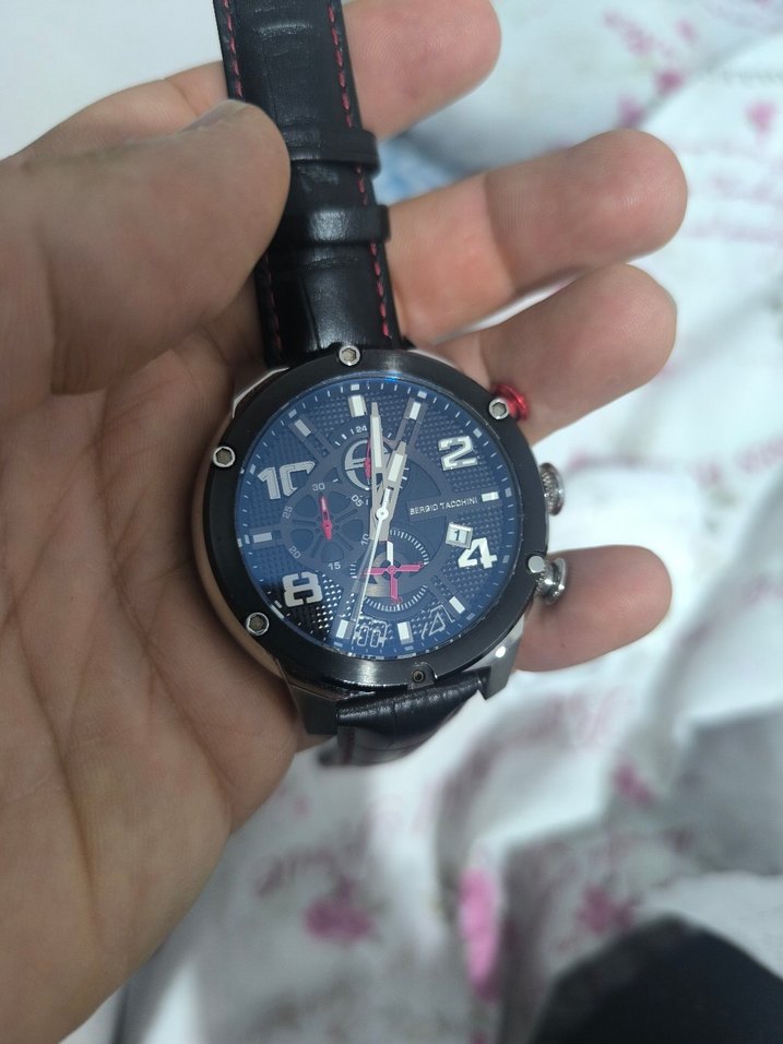 Siyah Deri Kayışlı Renkli Erkek Biker Saat - Görsel 2