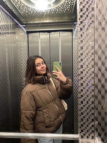 Pull and Bear pull&bear kahverengi şişme mont