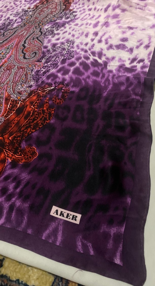 Aker marka Eşarp Bohem Tarz Mor Kadın Fular olarakta kullanlablr - Görsel 2
