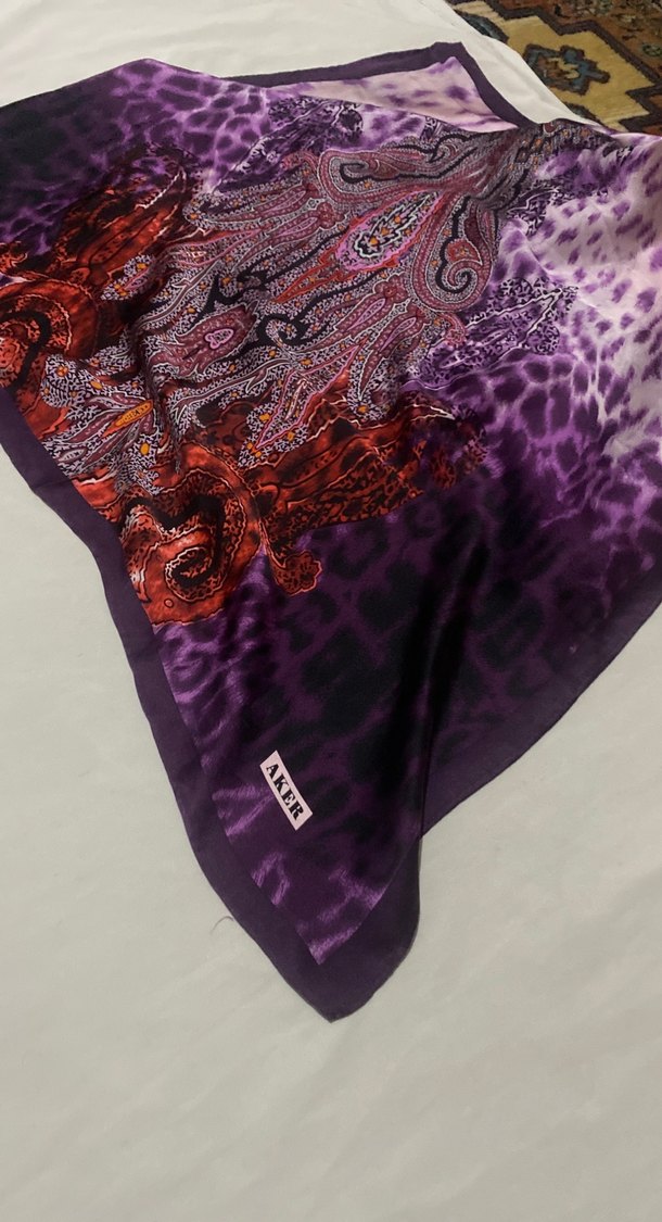 Aker marka Eşarp Bohem Tarz Mor Kadın Fular olarakta kullanlablr - Görsel 3