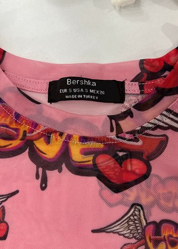 Renkli Baskılı Kız Tişörtü Dantel Detaylı - Görsel 2