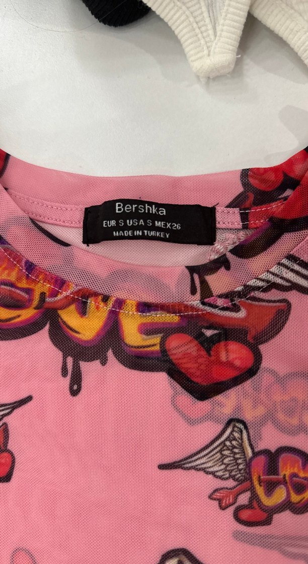 Renkli Baskılı Kız Tişörtü Dantel Detaylı - Görsel 2