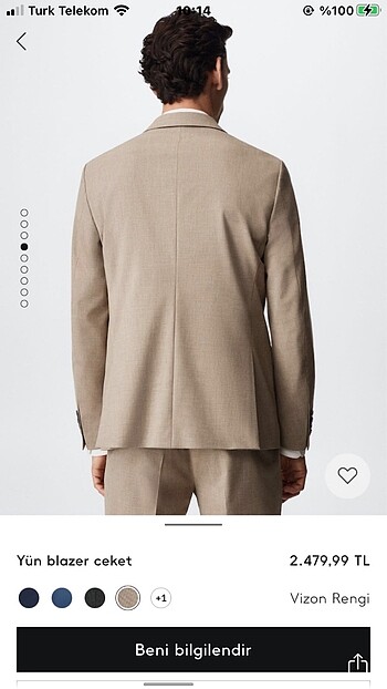 46 Beden camel Renk Mango Man blazer ceket