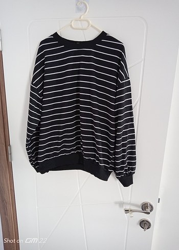 Siyah Beyaz Çizgili Piliseli Kadın Kazak - Görsel 7