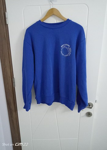 Mavi Erkek Sweatshirt Uzun Kollu Rahat Kesim Defolu - Görsel 4