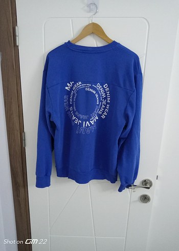 Mavi Erkek Sweatshirt Uzun Kollu Rahat Kesim Defolu - Görsel 9