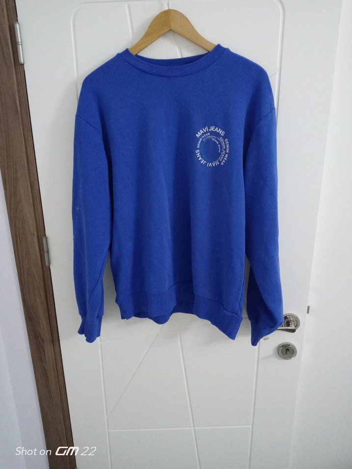 Mavi Erkek Sweatshirt Uzun Kollu Rahat Kesim Defolu - Görsel 3