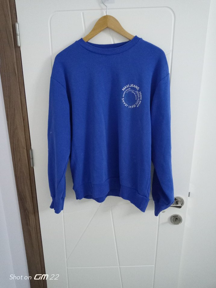 Mavi Erkek Sweatshirt Uzun Kollu Rahat Kesim Defolu - Görsel 4