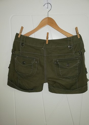 LTB Düğmeli Koyu Yeşil Mini Kadın Şort Ölçüsü Resimde - Görsel 9