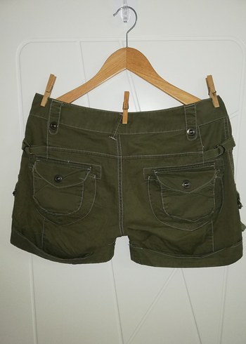 LTB Düğmeli Koyu Yeşil Mini Kadın Şort Ölçüsü Resimde - Görsel 8