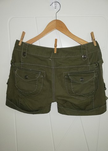 LTB Düğmeli Koyu Yeşil Mini Kadın Şort Ölçüsü Resimde - Görsel 10